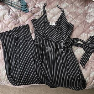 Kaleigh Black and White Striped Jumpsuit